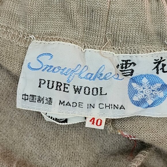 Snowflakes Beige 100% Wool  Knit Baselayer Longjohns - Picture 5 of 6